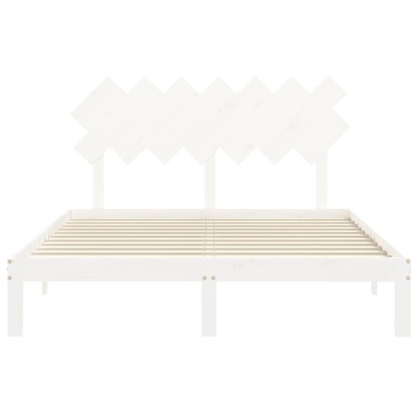 Estructura de cama con cabecero madera maciza blanco 140x200 cm