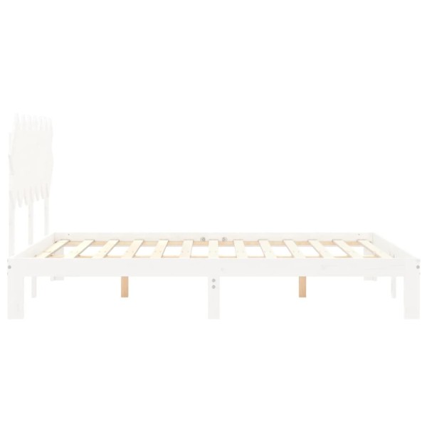 Estructura de cama con cabecero madera maciza blanco 140x200 cm