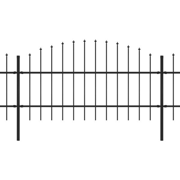 Valla de jardín con puntas de lanza acero negro (0,75-1)x3,4 m