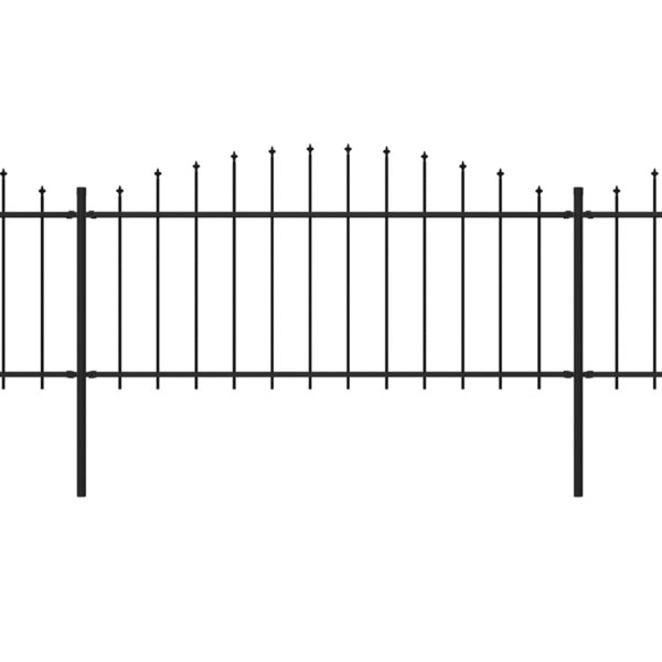 Valla de jardín con puntas de lanza acero negro (0,5-0,75)x5,1m