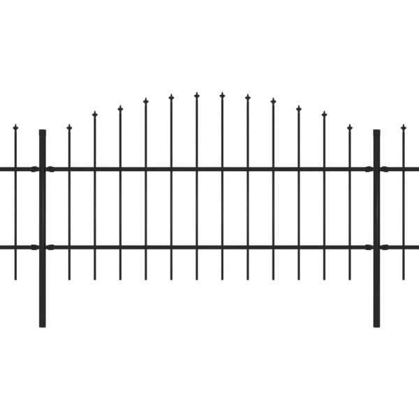 Valla de jardín con puntas de lanza acero negro (0,75-1)x11,9 m
