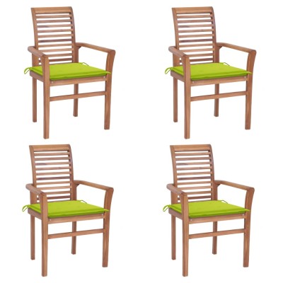 Sillas de comedor 4 uds madera teca con cojines verde brillante