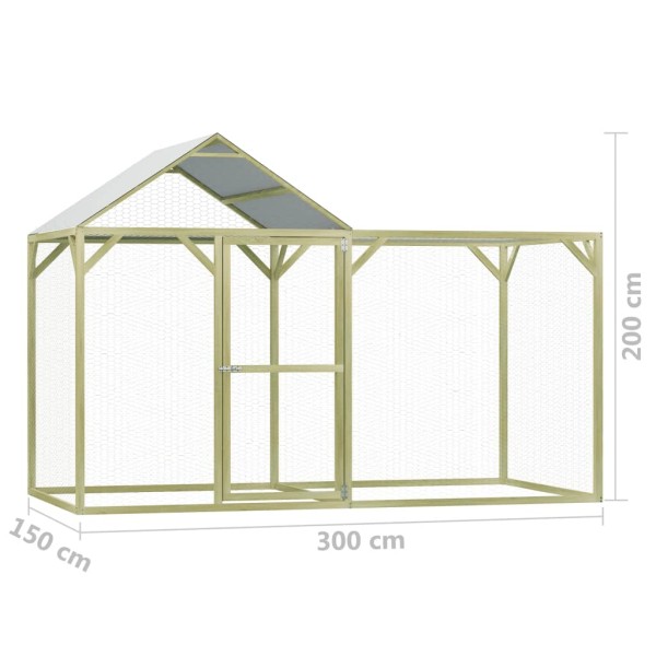 Gallinero madera de pino impregnada 3x1,5x2 m