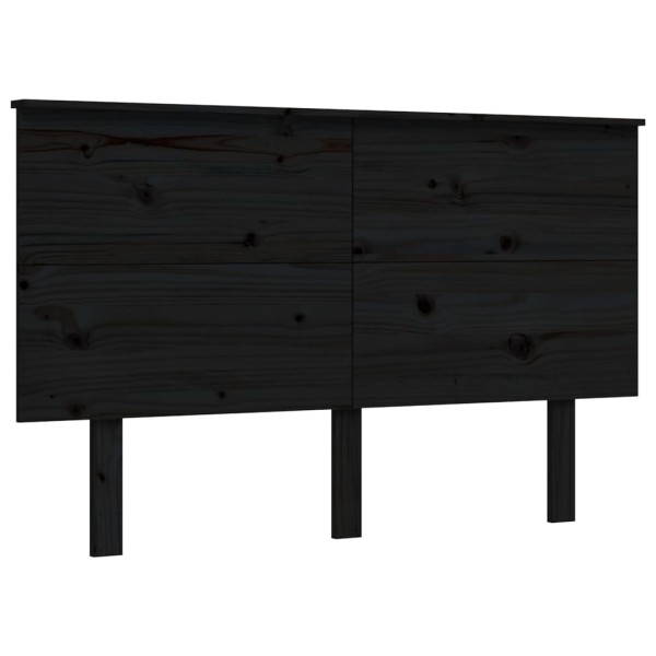 Estructura de cama con cabecero madera maciza negro 120x200 cm