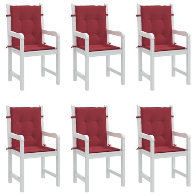 Cojín silla jardín respaldo bajo 6 uds tela Oxford rojo tinto