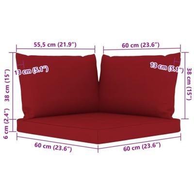 Set de muebles de jardín 6 pzs madera impregnada cojines rojos