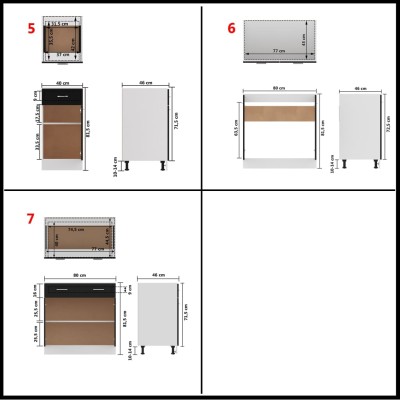 Juego de muebles de cocina 7 piezas madera de ingeniería negro