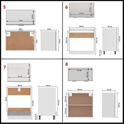 Juego muebles de cocina 8 pzas madera ingeniería gris hormigón