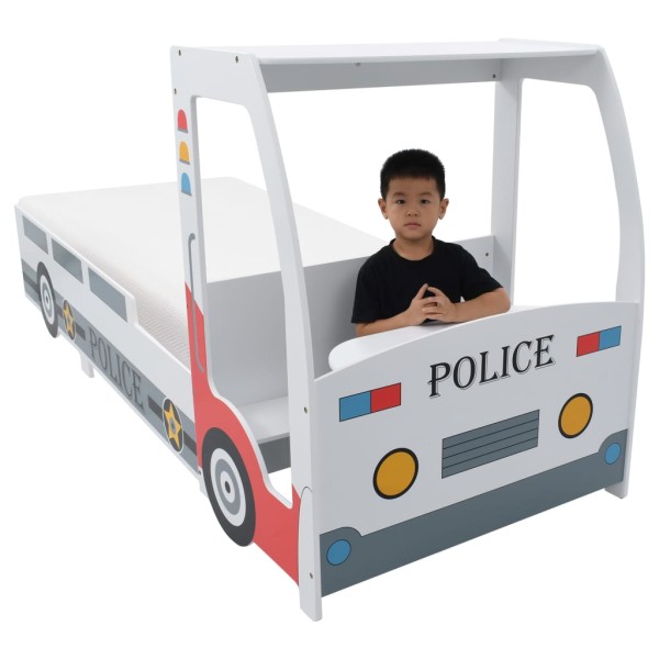 Cama infantil coche de policía colchón 7 zonas H2 90x200 cm