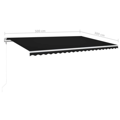 Toldo automático LED sensor de viento gris antracita 500x300 cm