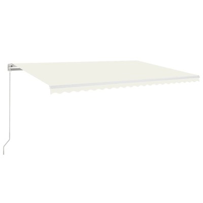 Toldo retráctil manual con luz LED crema 500x300 cm