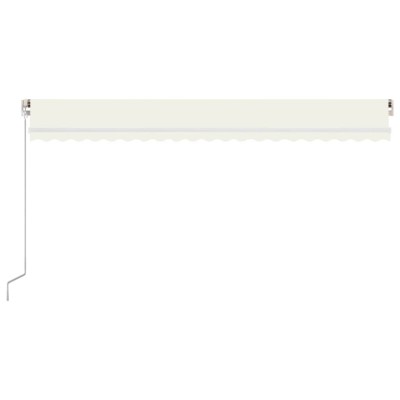 Toldo retráctil manual con luz LED crema 500x300 cm