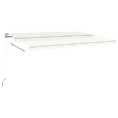 Toldo retráctil manual con luz LED crema 500x300 cm