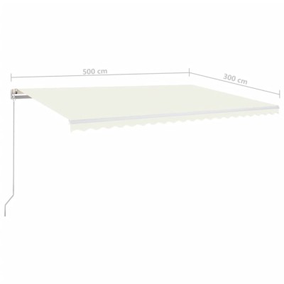 Toldo retráctil manual con luz LED crema 500x300 cm