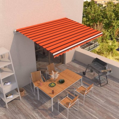 Toldo retráctil manual naranja y marrón 400x350 cm