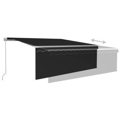 Toldo retráctil manual con persiana y LED antracita 4,5x3 m