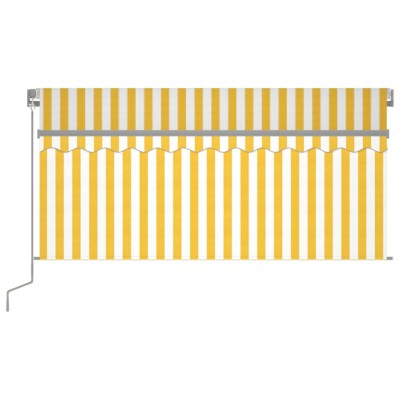 Toldo retráctil manual con persiana amarillo y blanco 3,5x2,5 m