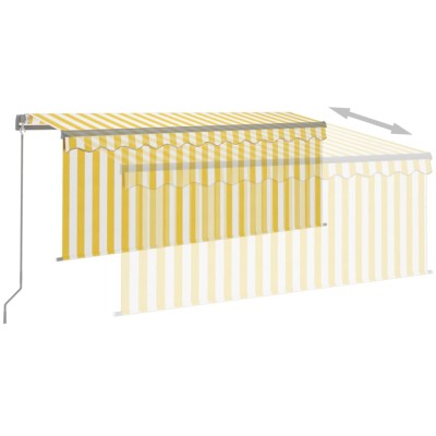 Toldo retráctil manual con persiana amarillo y blanco 3,5x2,5 m