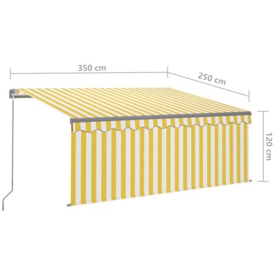 Toldo retráctil manual con persiana amarillo y blanco 3,5x2,5 m