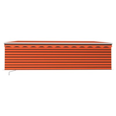 Toldo retráctil manual con persiana y LED naranja y marrón 5x3m