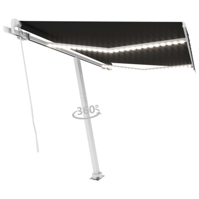 Toldo manual retráctil con luz LED antracita 300x250 cm