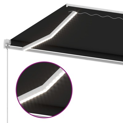 Toldo manual retráctil con luz LED antracita 300x250 cm