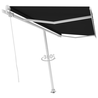 Toldo de pie retráctil manual gris antracita 450x300 cm