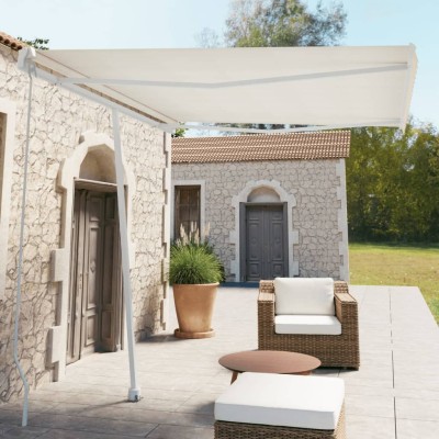 Toldo de pie retráctil manual crema 300x250 cm