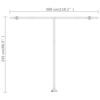 Toldo de pie retráctil manual crema 300x250 cm