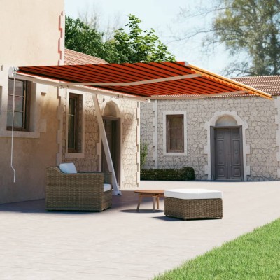 Toldo de pie automático naranja y marrón 500x300 cm