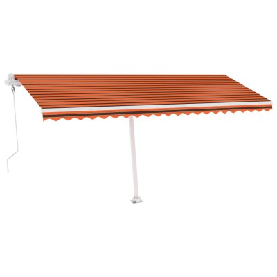 Toldo de pie automático naranja y marrón 500x300 cm