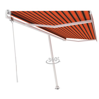 Toldo de pie automático naranja y marrón 500x300 cm