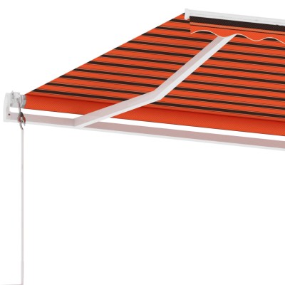 Toldo de pie automático naranja y marrón 500x300 cm