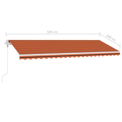 Toldo de pie automático naranja y marrón 500x300 cm