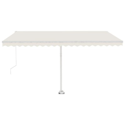 Toldo manual retráctil con luz LED crema 450x350 cm