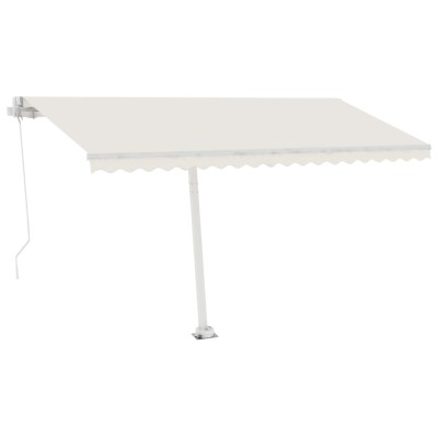 Toldo manual retráctil con luz LED crema 450x350 cm