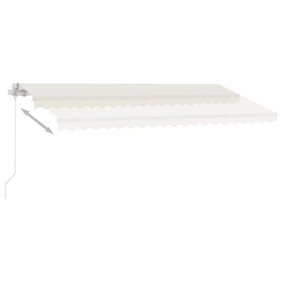 Toldo manual retráctil con luz LED crema 450x350 cm