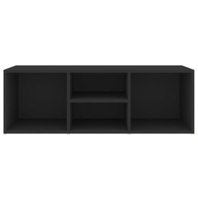 Banco zapatero de madera contrachapada negro 105x35x35 cm