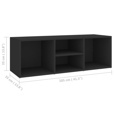 Banco zapatero de madera contrachapada negro 105x35x35 cm