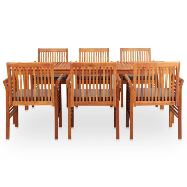 Set comedor de jardín 7 pzas y cojines madera maciza de acacia