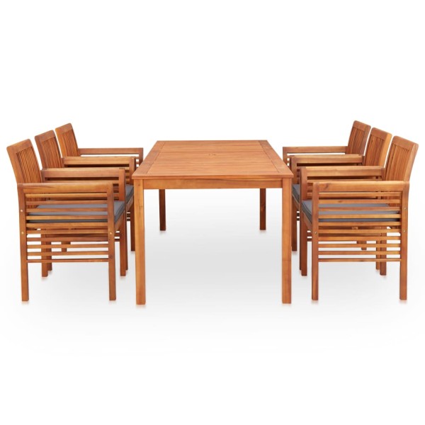 Set comedor de jardín 7 pzas y cojines madera maciza de acacia