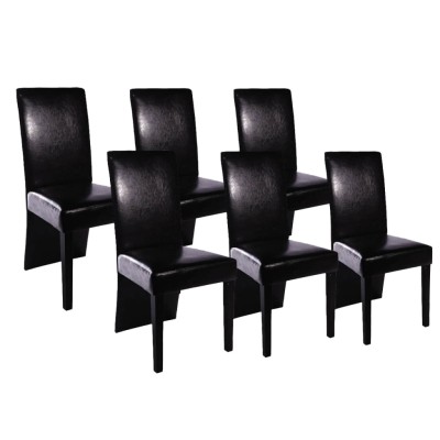 Sillas de comedor 6 unidades cuero artificial negro