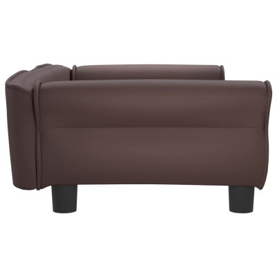 Cama para perros de cuero sintético marrón 95x55x30 cm