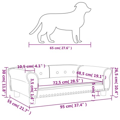 Cama para perros de cuero sintético marrón 95x55x30 cm