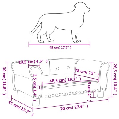 Cama para perros de cuero sintético marrón 70x45x30 cm