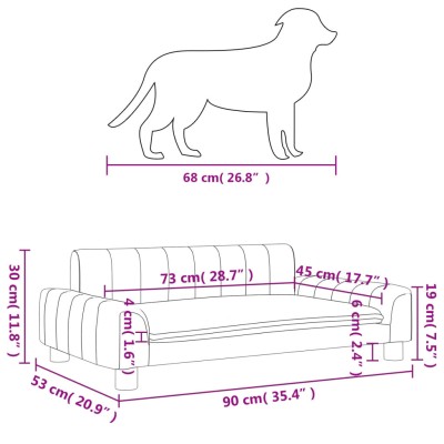 Cama para perros de tela crema 90x53x30 cm