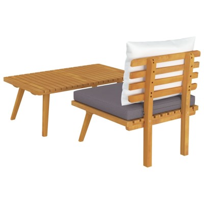 Set muebles de jardín 2 pzas con cojines madera maciza acacia