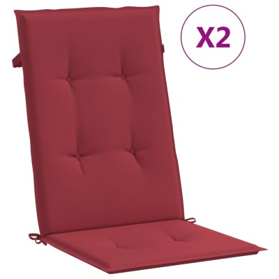 Cojín silla de jardín respaldo alto 2 uds tela rojo 120x50x3 cm