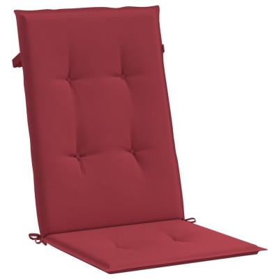 Cojín silla de jardín respaldo alto 2 uds tela rojo 120x50x3 cm