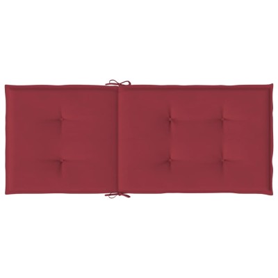 Cojín silla de jardín respaldo alto 2 uds tela rojo 120x50x3 cm